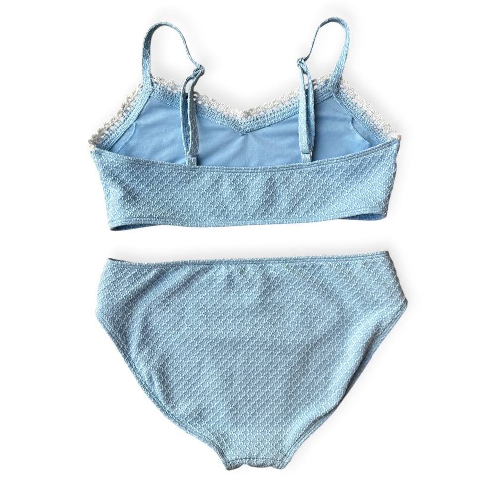 Abercrombie Kids Girls Light Blue Textured Lace Trim Bikini Set Size 15/16 - Picture 2 of 8